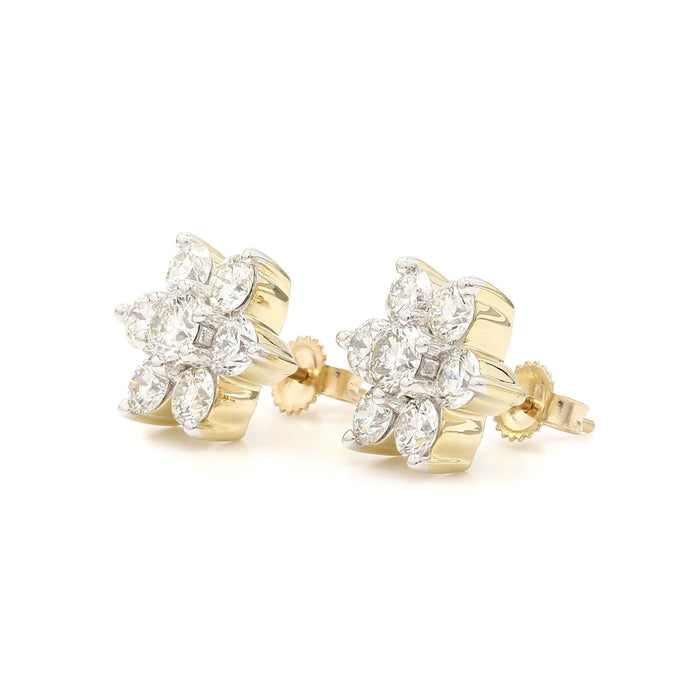 Diamond Cluster Honeycomb Stud Earrings (14K) – Popular J